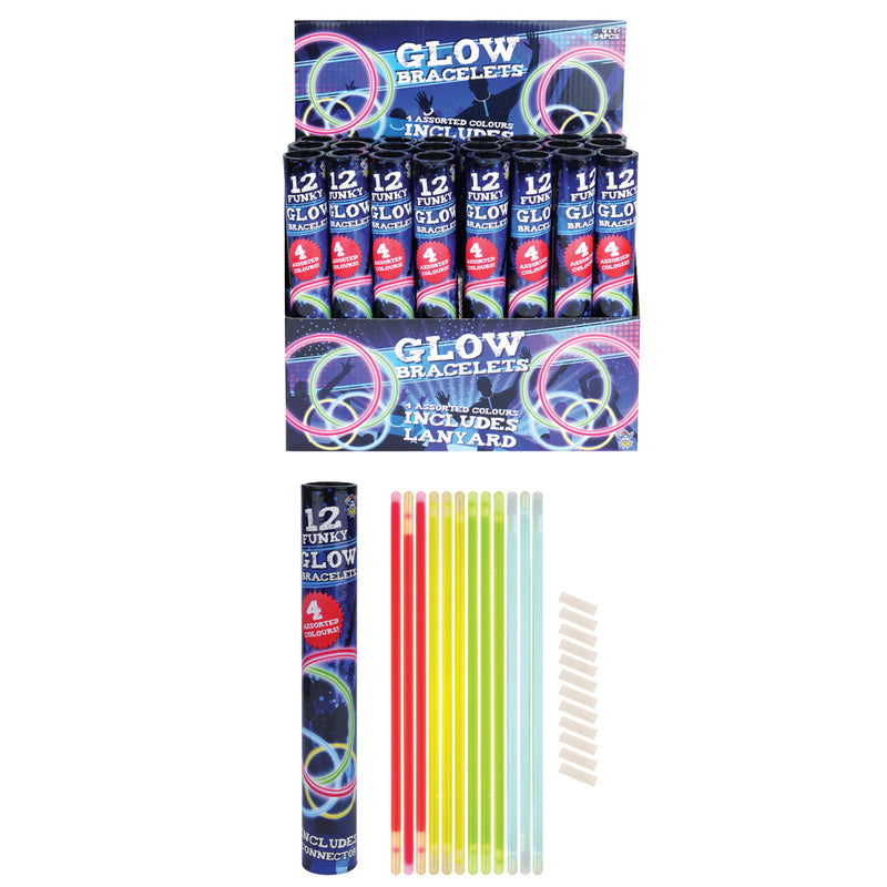 Party Pack: 3 Tubes of 12 Glow Stick Bracelets In A Tube - 4 Assorted Colours - 10% OFF