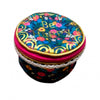 Natural Life Embroidered Jewellery Round Case - Be Happy