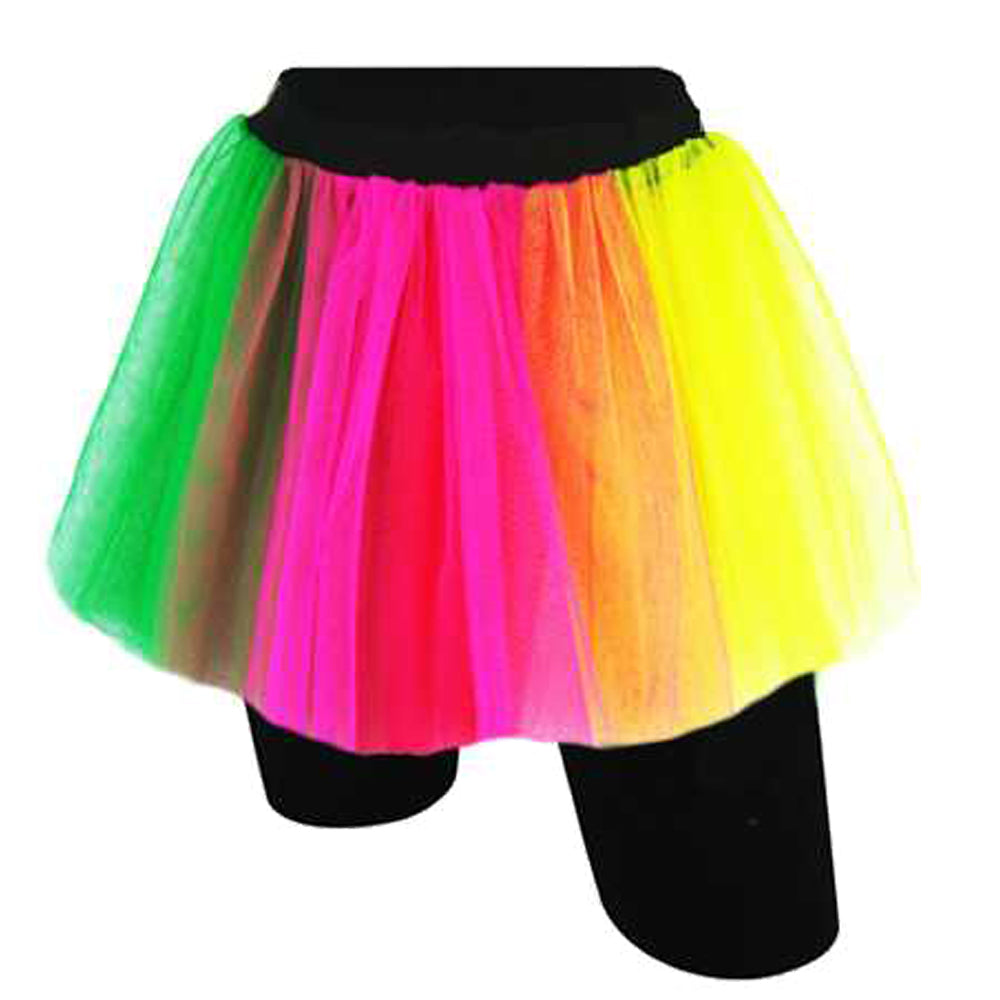 Neon Rainbow Fishnet Double Layer Tutu Skirts