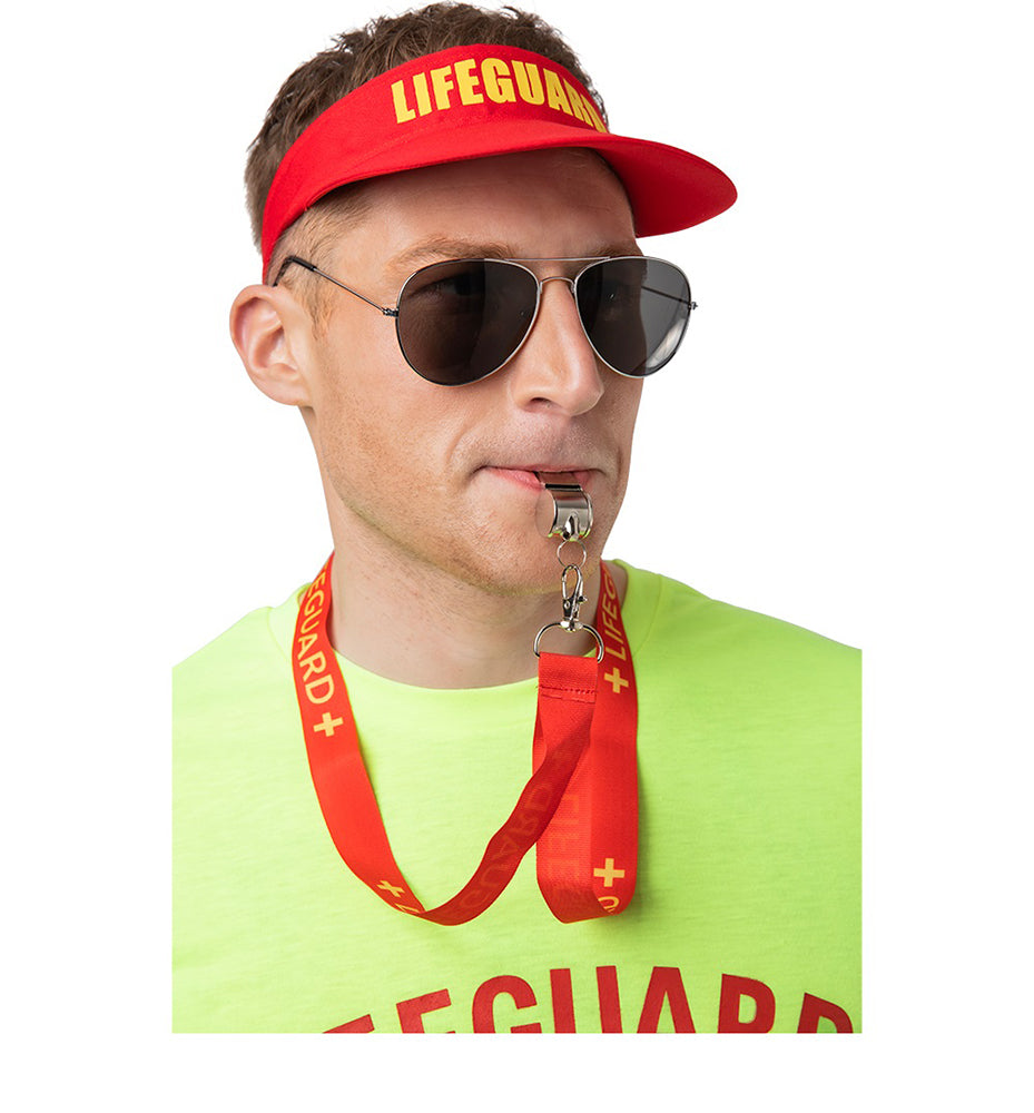 Lifeguard Baywatch Style Whistle on Lanyard, Beach Parties, Pool Parties, 80's Festivals