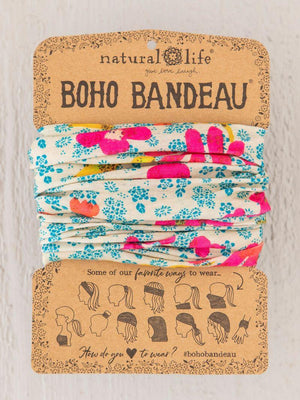 Natural Life Women's Boho Bandeau - Blue/Pink Daisies Boho Bandeau