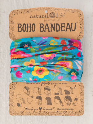 Natural Life Women's Boho Bandeau - Teal Folk Flower Boho Bandeau