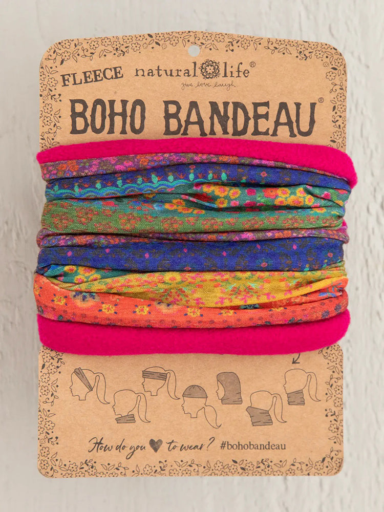 Natural Life Women's Fleece Boho Bandeau Headband - Rainbow Border