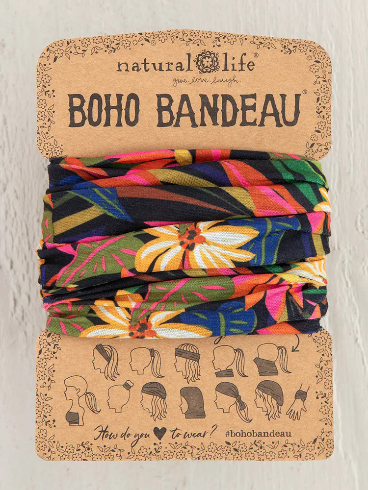 Natural Life Women's Boho Bandeau - Black Tropical Boho Bandeau