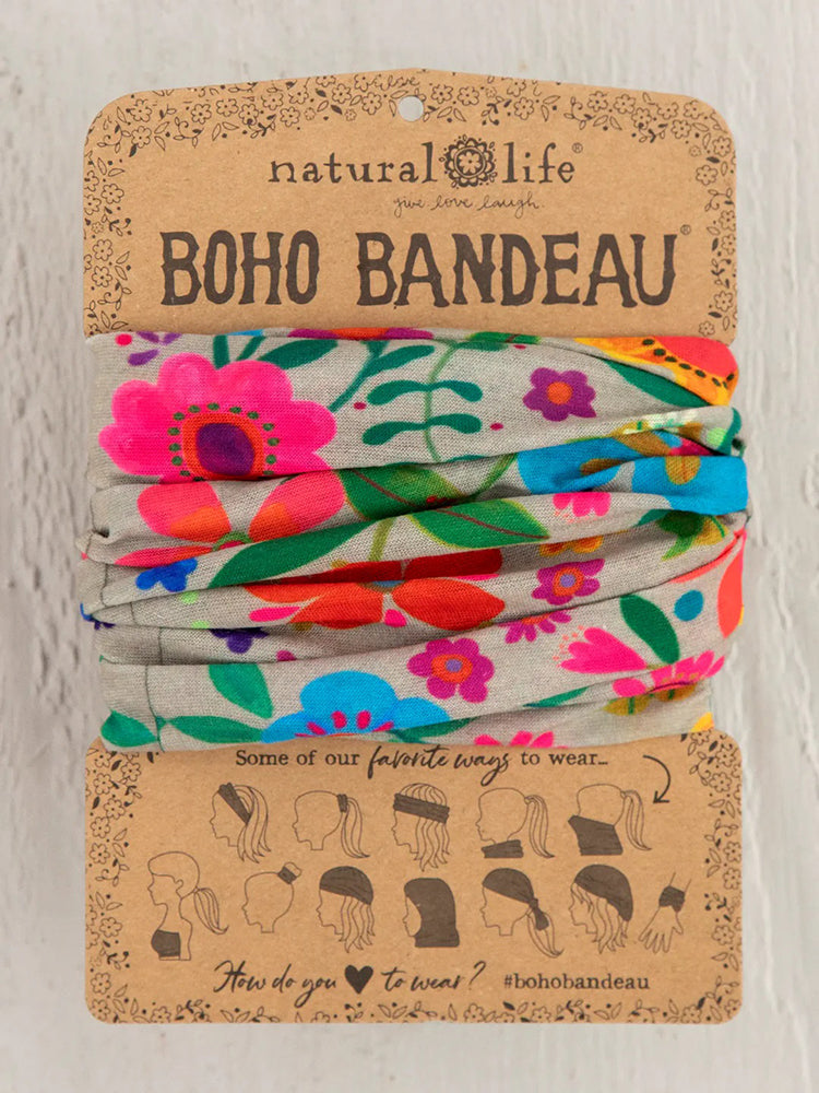 Natural Life Women's Boho Bandeau - Light Taupe Folk Flower Boho Bandeau