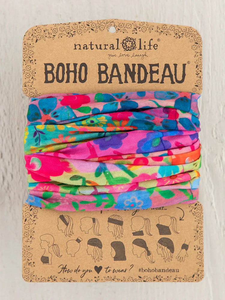 Natural Life Women's Boho Bandeau - Rainbow Floral Rows Boho Bandeau