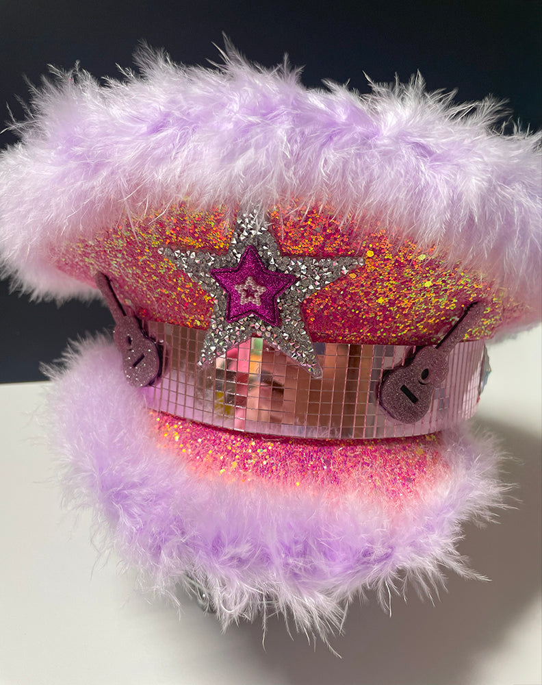Captain Hat Pink Military Hat Designed By Sarah Adult Pink Fluffy