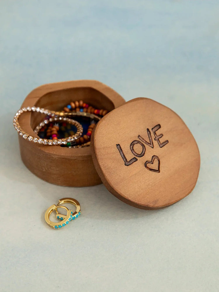 Natural Life Sentiment Wooden Keepsake Box - Love Heart