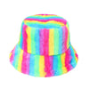 Soft Faux Fur Fluffy Rainbow Bucket Hat & Shoulder Bag Bundle - 10% OFF