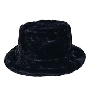 Soft Faux Fur Fluffy Black Bucket Hat & Shoulder Bag Bundle - 10% OFF