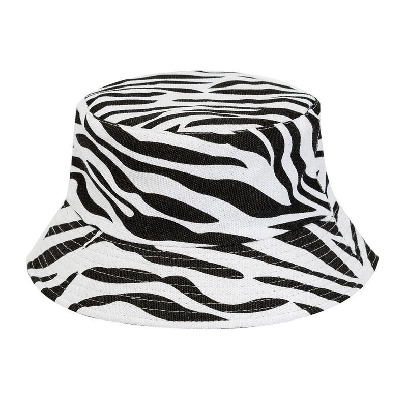Black & White Zebra Print Cotton Bucket Sun Hat