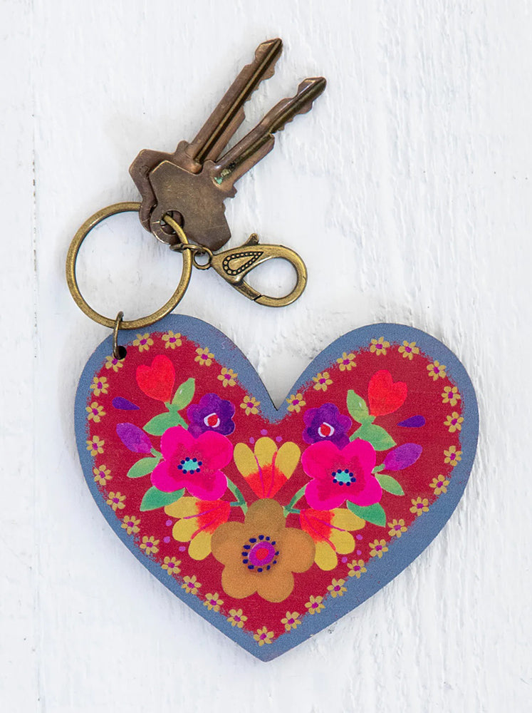 Natural Life  Wooden Heart Keychain
