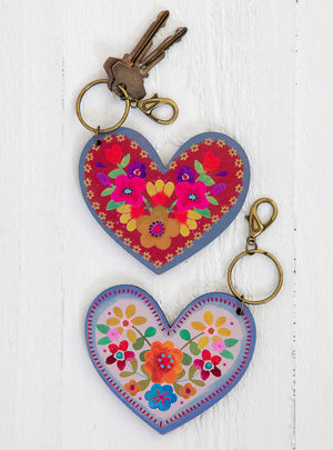 Natural Life  Wooden Heart Keychain