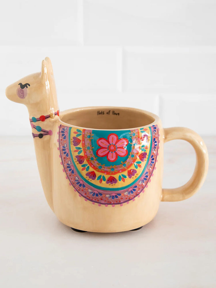 Natural Life Folk Art Coffee Mug - Lorelai The Llama