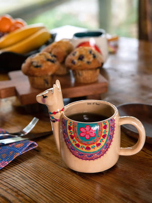 Natural Life Folk Art Coffee Mug - Lorelai The Llama