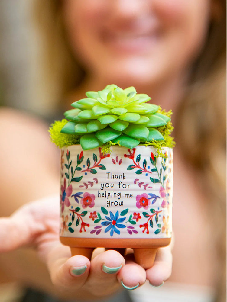 Natural Life  Mini Artisan Planter - Thank You