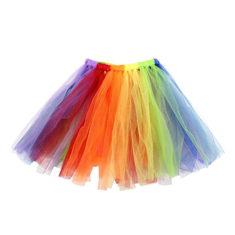 Neon Rainbow Fishnet Double Layer Tutu Skirt