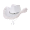 Adults Texan White Cowgirl Hat with Sequins & Marabou Feather