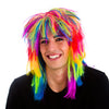 80's Retro Glam Rocker Spikey Neon Rainbow Fancy Dress Wig