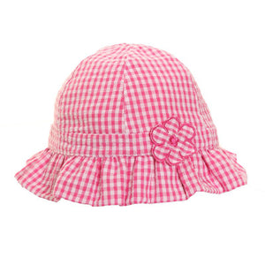 Girls' Pink & White Gingham Sun Hat