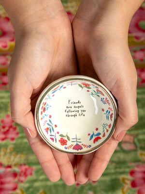Natural Life Ceramic Giving Trinket Bowl - Friends Are Angels