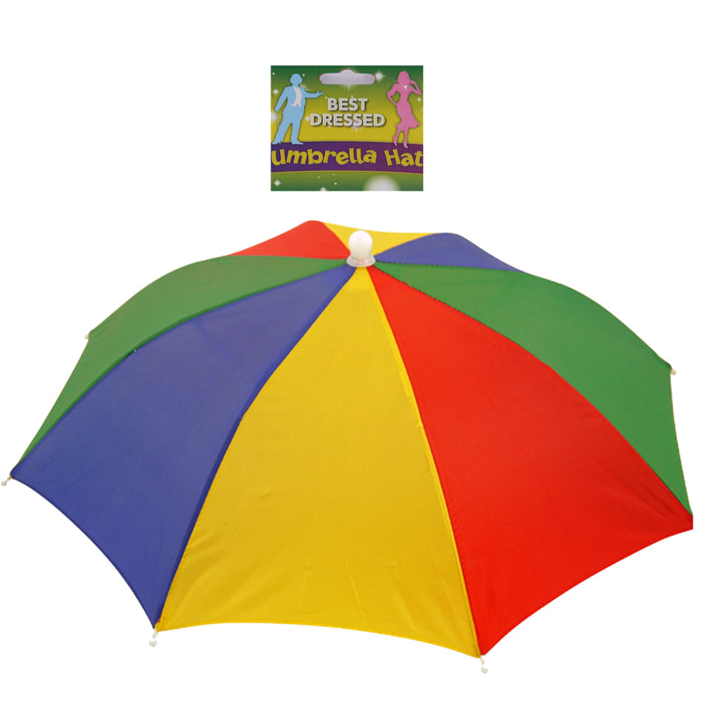 Foldable rainbow umbrella hat