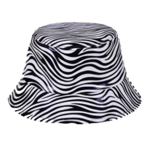 Festival Black & White Zebra Print Bucket Sun Hat