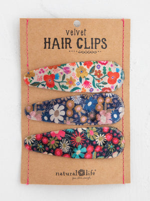 Natural Life Women's Velvet Floral Hair Clips, Set of 3 Cream Floral