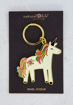 Natural Life  Unicorn Metal & Enamel Keychain