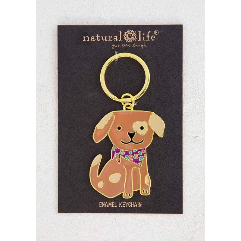 Natural Life  Dog Metal & Enamel Keychain