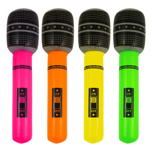 neon inflatable microphone, blow up neon microphone pink, orange, yellow, green