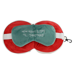 Relaxeazzz Plush Christmas Santa Round Travel Pillow & Eye Mask
