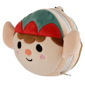 Relaxeazzz Plush Christmas Elf Round Travel Pillow & Eye Mask