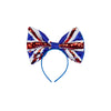 G.B Union Jack Flag Sequin Bow Headband/Aliceband For Platinum Jubilee Celebrations