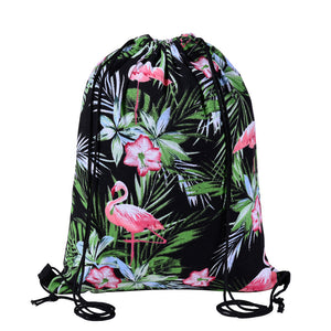 Flamingo Drawstring Festival & Travel Nap Sack Backpack
