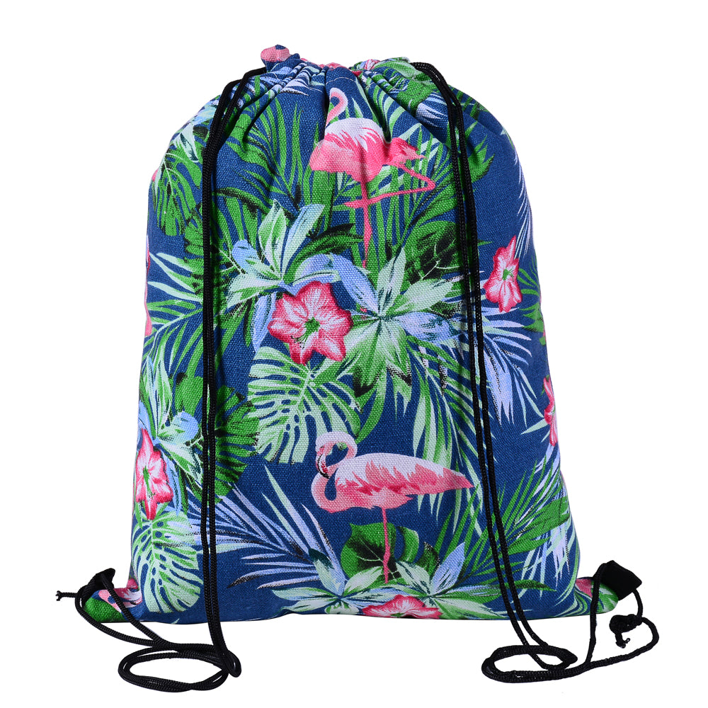 Flamingo Drawstring Festival & Travel Nap Sack Backpack
