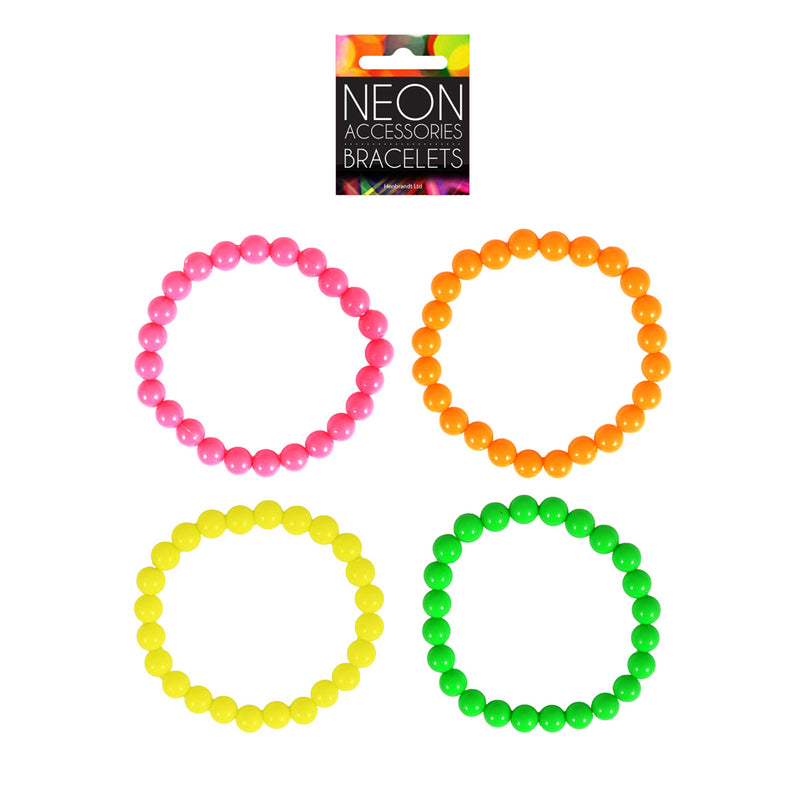 80's Neon Bracelet Beads Neon Pink, Orange, Yellow and Green