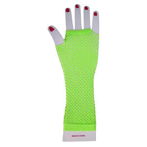 80's Neon Fishnet Fingerless Gloves, Neon Pink, Orange, Yellow and Green