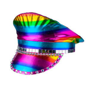 Deluxe Rainbow Captains Hat with Studs