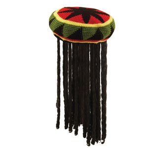 Adult Rasta Jamaican Hat with Dread Locks