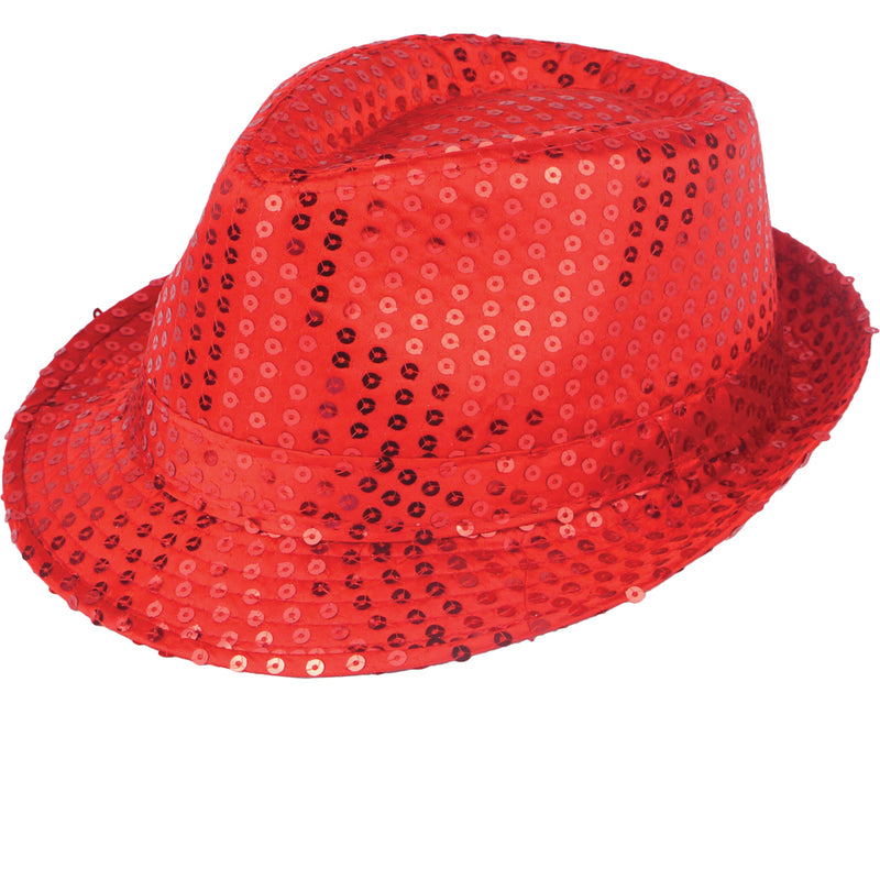 Festival Outlet: Adults Unisex Red Sequin Trilby Hat