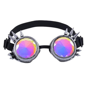 Steam Punk Kaleidoscope Antique Silver Spike Goggles