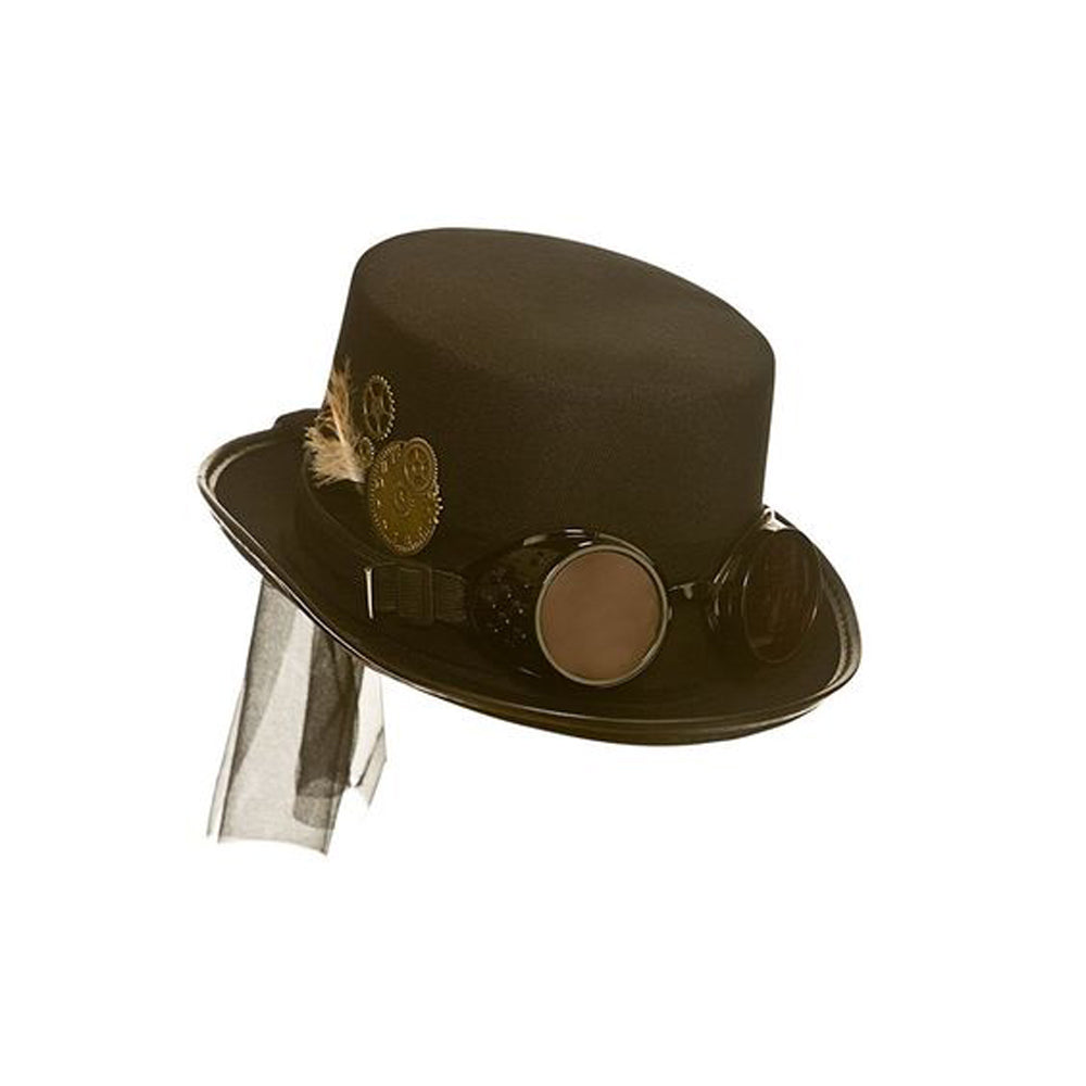 Deluxe Steampunk Top Hat With Steampunk Goggles