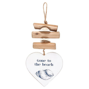 Gone To The Beach Driftwood Heart Sign